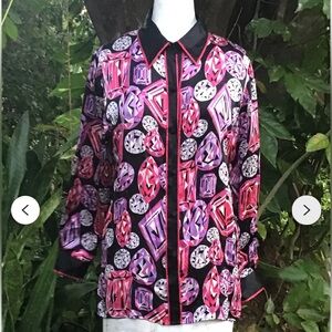 Bob Mackie Pink and Purple Gemstone Blouse
